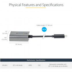 StarTech.com USB C to DisplayPort Adapter 8K/4K 60Hz