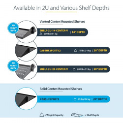 StarTech.com Shelf - 2 Post Server Rack - Up to 75 lb