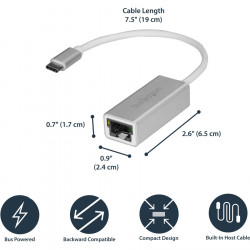 StarTech.com USB-C to Gigabit Network Adapter -Silver
