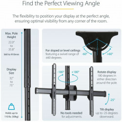StarTech.com Ceiling TV Mount for up to 70in TV Steel