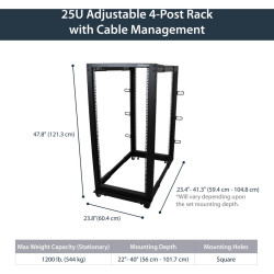 StarTech.com 25U Adjustable Depth 4 Post Server Rack