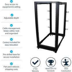 StarTech.com 25U Adjustable Depth 4 Post Server Rack