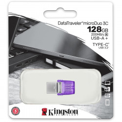 KINGSTON 128GB DT MICRODUO 3C 200MB/s DUAL USB-A