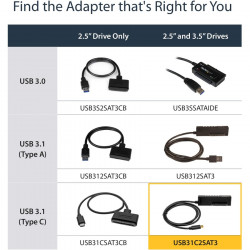 StarTech.com USB C SATA Adapter for 2.5/3.5in SSD/HDD