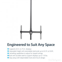 StarTech.com Ceiling TV Mount - Long Pole - Steel