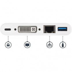StarTech.com USB-C Multiport Adapter - PD - DVI - GbE