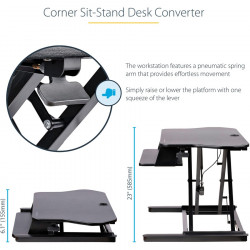 StarTech.com Corner Sit Stand Desk Converter 35x21in