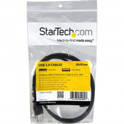 StarTech.com 3 ft Black USB Extension Cable A to A