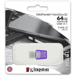 KINGSTON 64GB DT MICRODUO 3C 200MB/s DUAL USB-A +