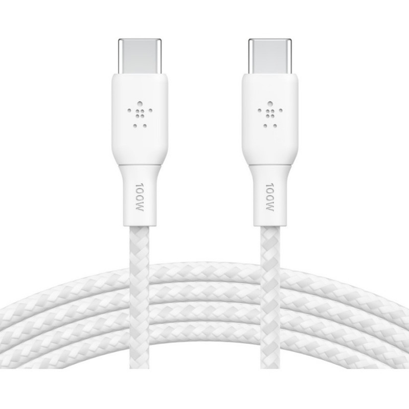 BELKIN 100w USB-C to USB-C Braided Cable 2M Whi